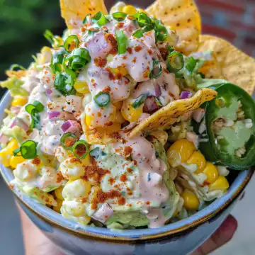 Frito Corn Salad taken with iphone 15 pro max --iw 2 --ar 4:5 --v 6.0 --raw
