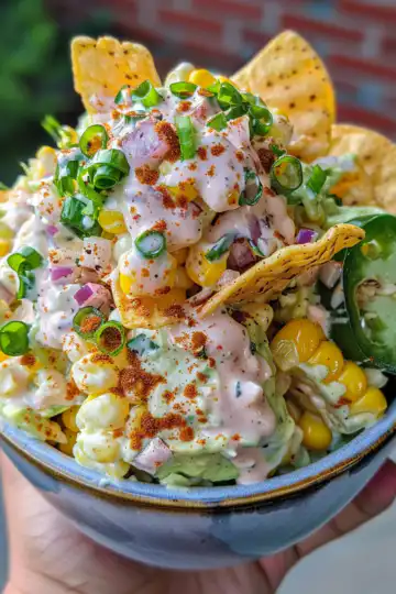 Frito Corn Salad taken with iphone 15 pro max --iw 2 --ar 4:5 --v 6.0 --raw