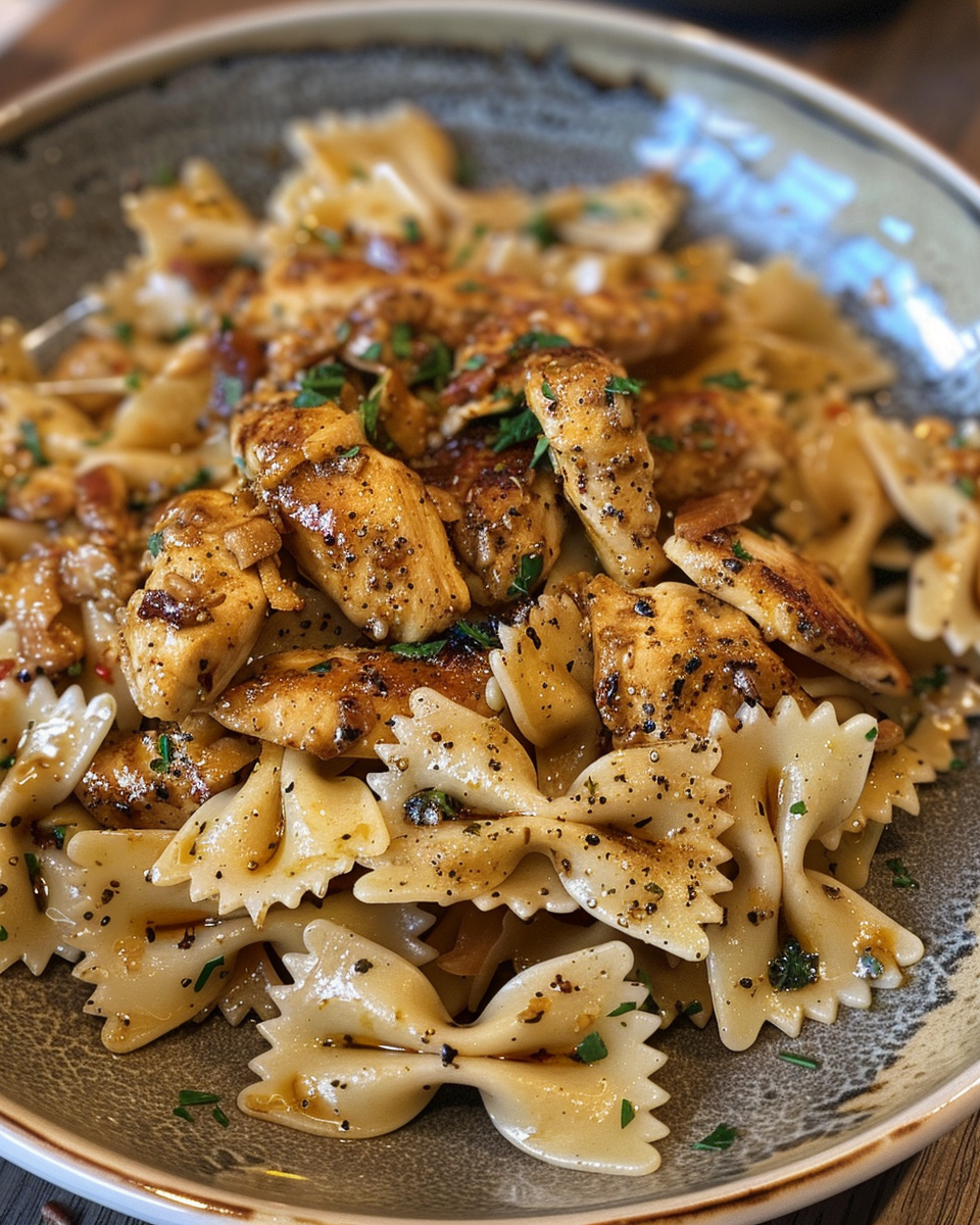 Ingredients for Garlic Butter Chicken Bowtie Pasta laid out