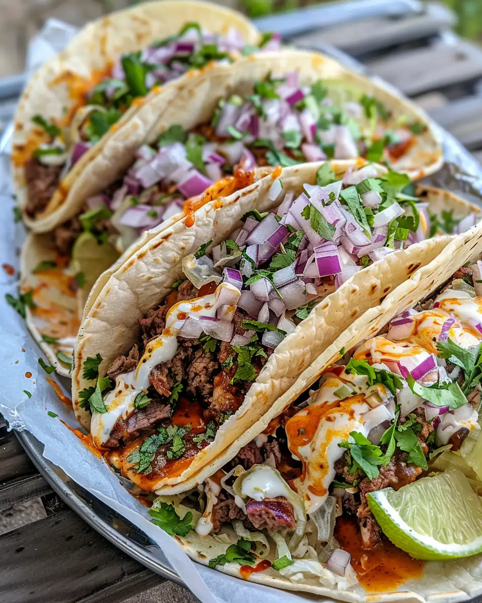 Fresh ingredients for garlic butter honey BBQ beef tacos including garlic, honey, BBQ sauce, and ground beef