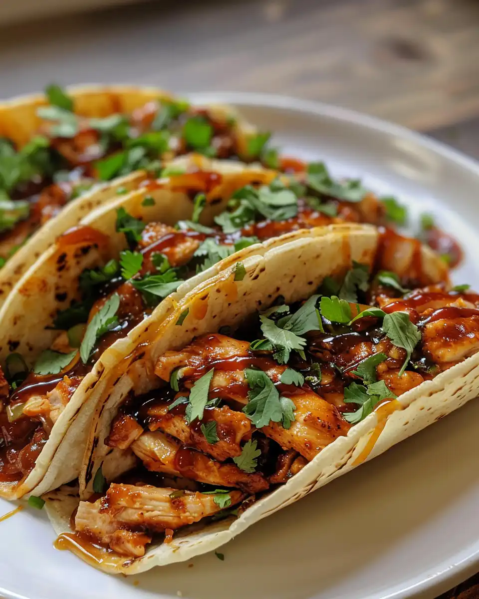 Pressure cooker honey garlic chicken tacos with steam escaping