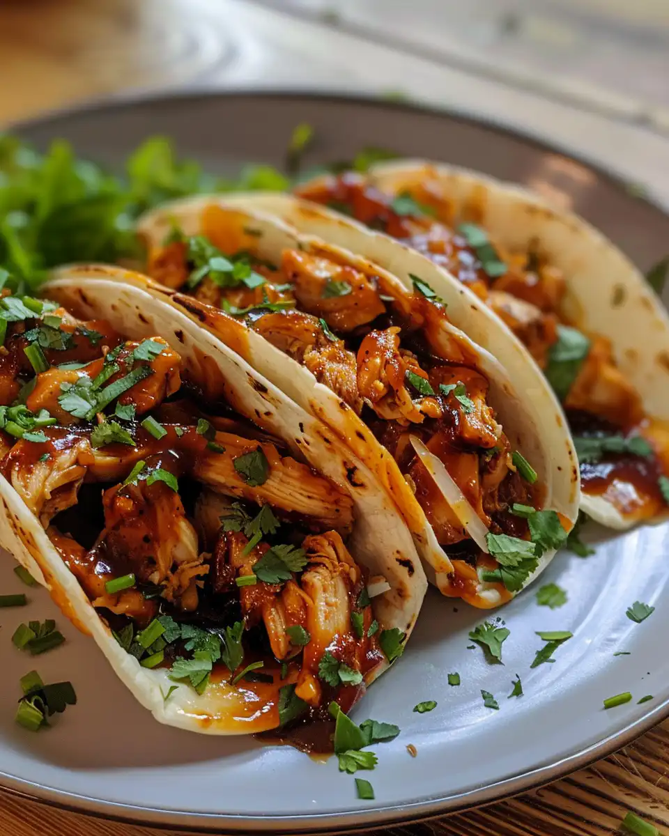 Finished honey garlic chicken tacos served and ready to eat