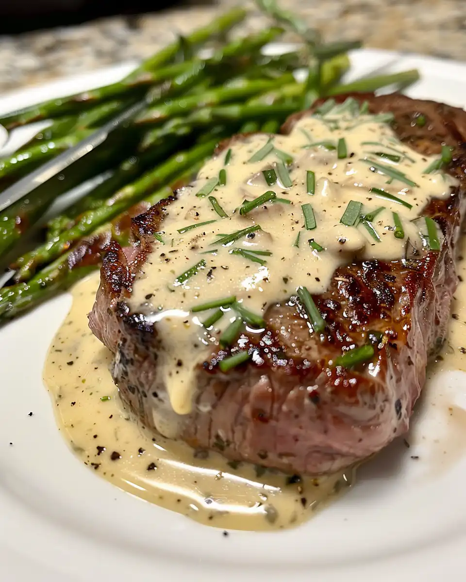 Pressure cooker garlic butter steak with parmesan cream sauce steaming
