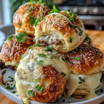 Garlic Parmesan Cheeseburger Bombs taken with iphone 15 pro max --iw 2 --ar 4:5 --v 6.0 --raw
