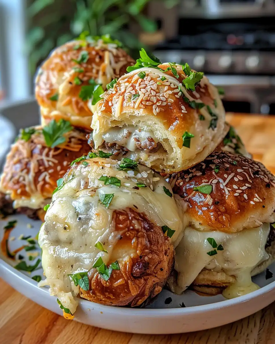 Steam vent releasing aroma of garlic parmesan cheeseburger bombs