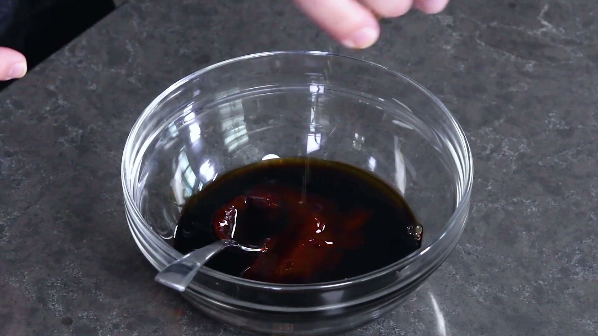 Close-up of gochujang pasta sauce showing the texture and color detail