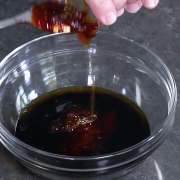 Side view of gochujang pasta sauce ready to serve