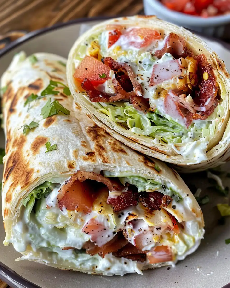 Golden-brown grilled BLT wrap fresh off the skillet