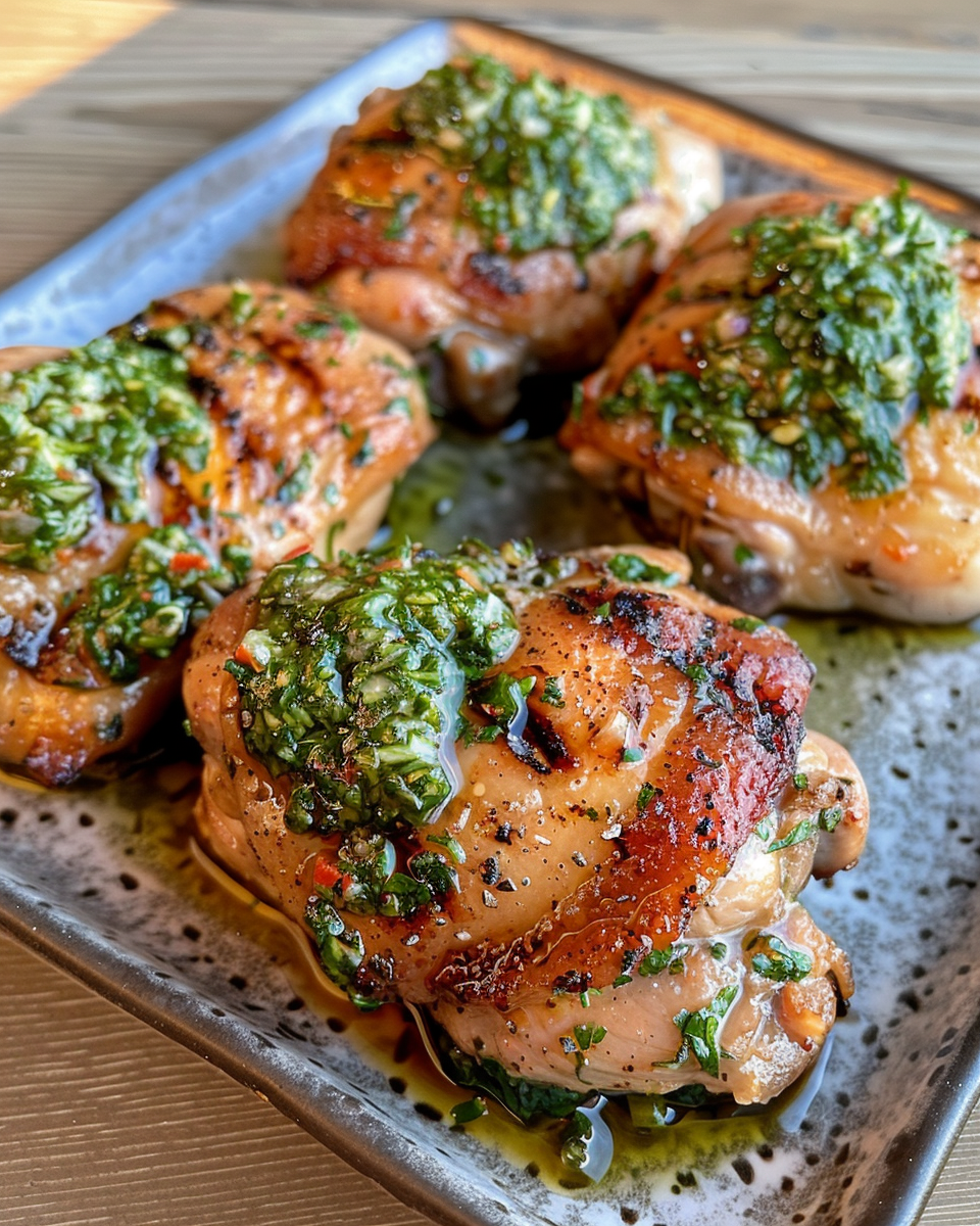 Fresh chimichurri sauce ingredients laid out