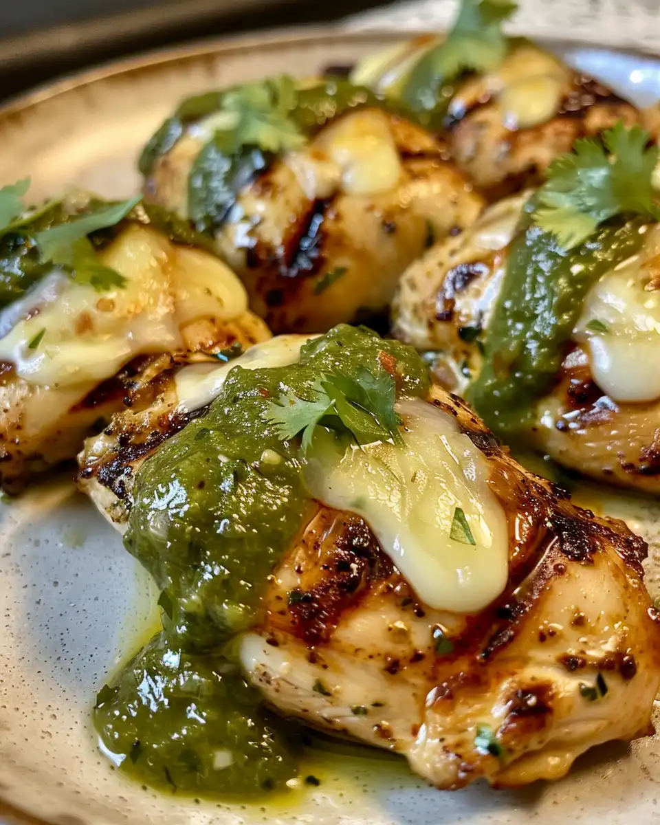 Ingredients for grilled salsa verde chicken with spices and fresh herbs