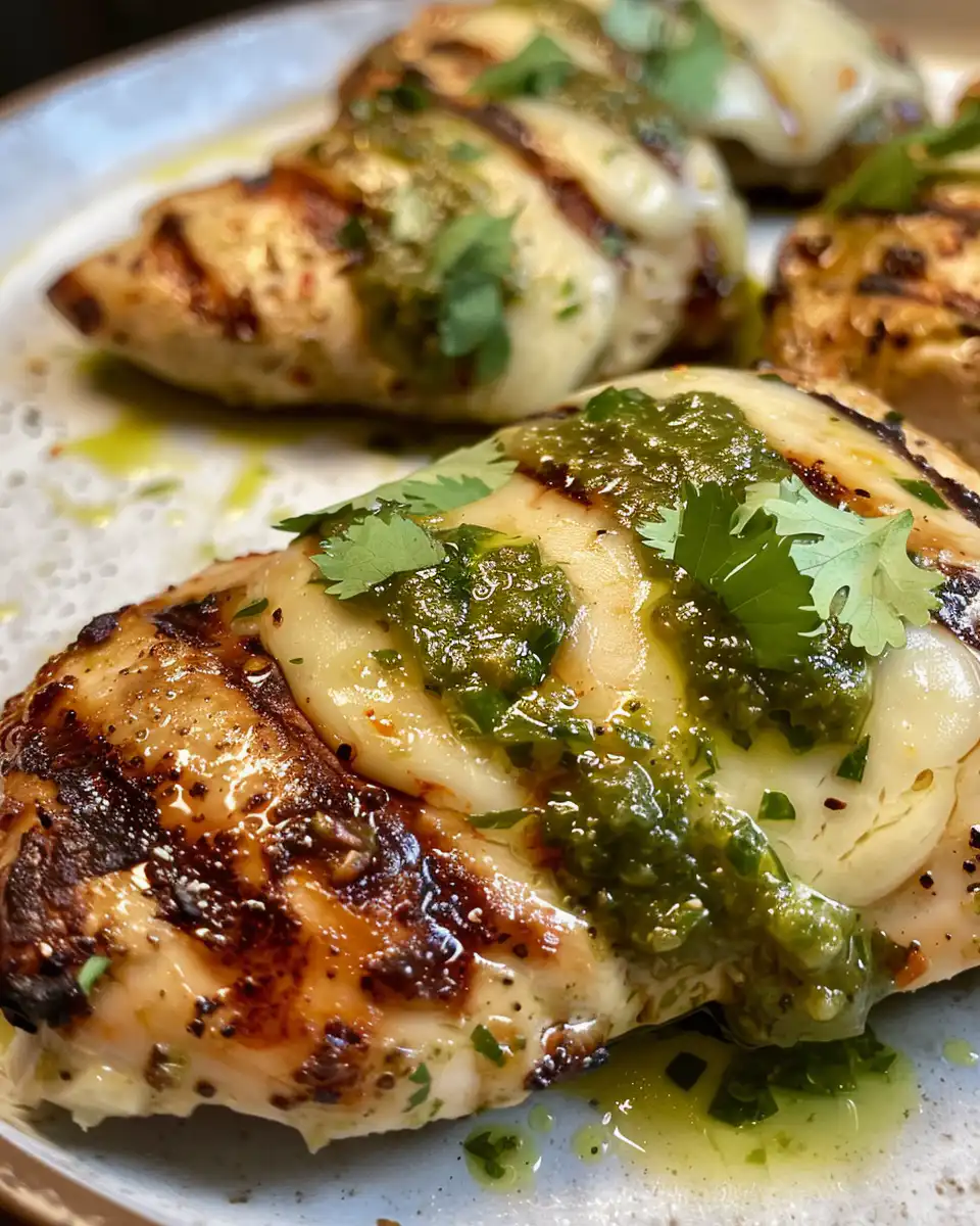 Grilled chicken with melted Monterey jack cheese and fresh jalapeños