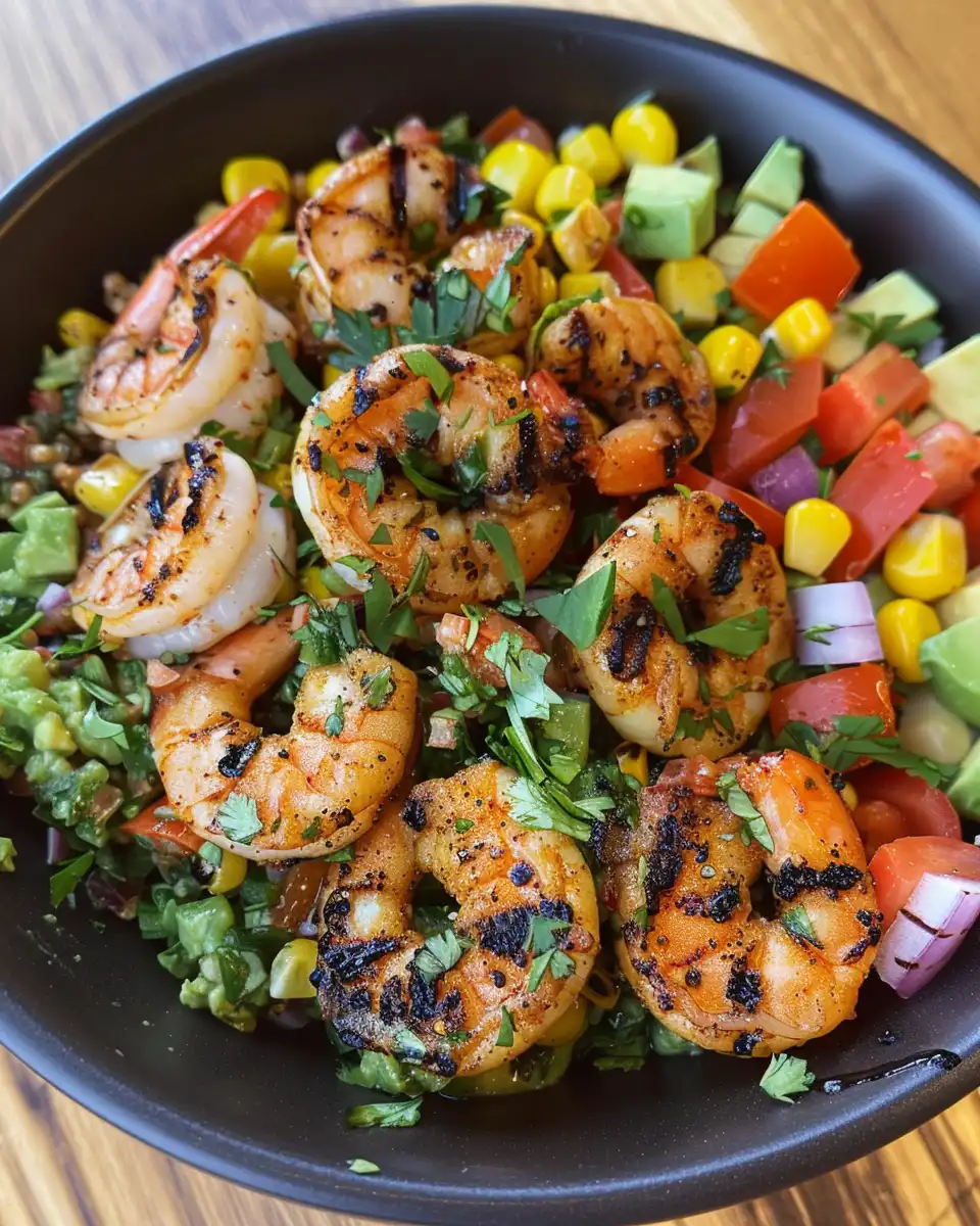 Fresh ingredients including bell peppers and onions for shrimp bowl