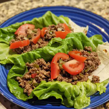Ground Beef Lettuce Wraps taken with iphone 15 pro max --iw 2 --ar 4:5 --v 6.0 --raw