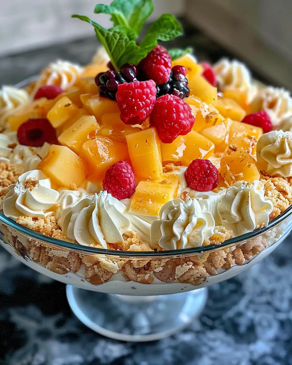 Serving bowl of Hawaiian cheesecake salad ready to enjoy