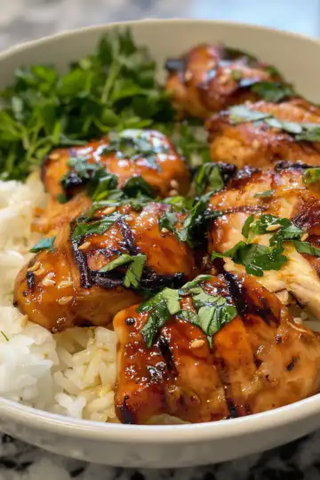 Hawaiian Chicken with Coconut Rice taken with iphone 15 pro max --iw 2 --ar 4:5 --v 6.0 --raw