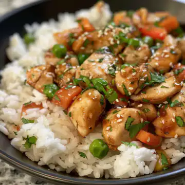 Hawaiian Chicken with Coconut Rice taken with iphone 15 pro max --iw 2 --ar 4:5 --v 6.0 --raw