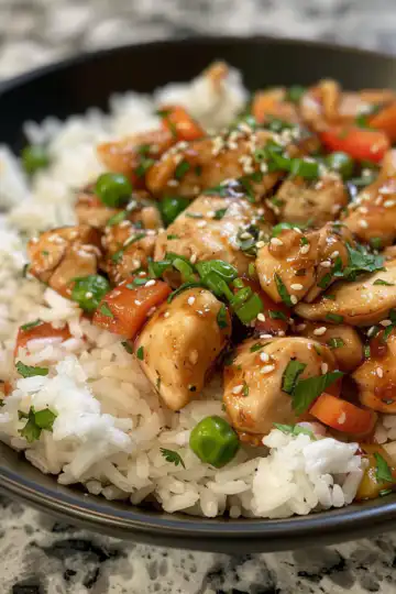 Hawaiian Chicken with Coconut Rice taken with iphone 15 pro max --iw 2 --ar 4:5 --v 6.0 --raw