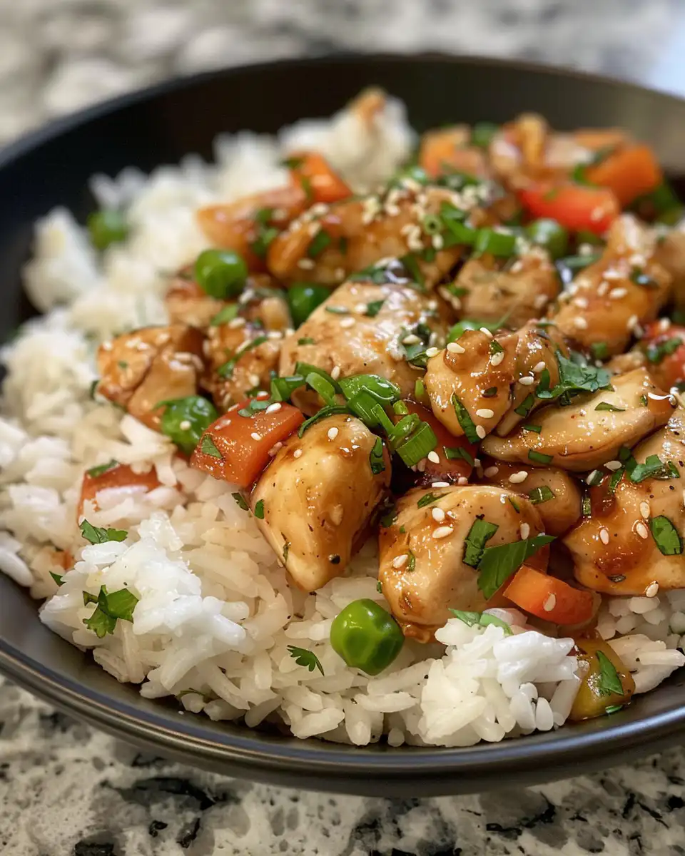 Pressure cooker with Hawaiian chicken and coconut rice cooking