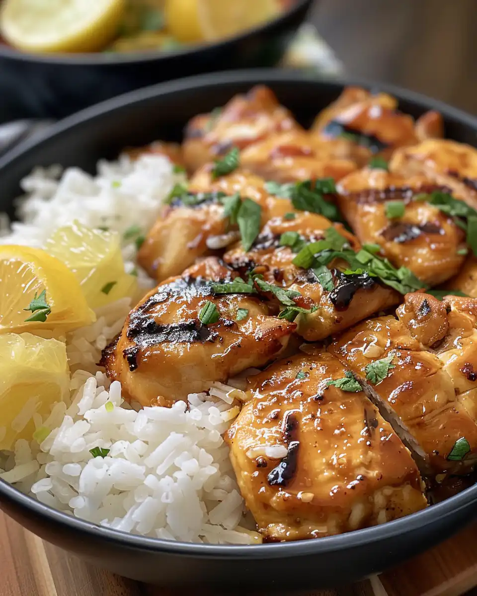 Grilling Hawaiian chicken breasts in pan