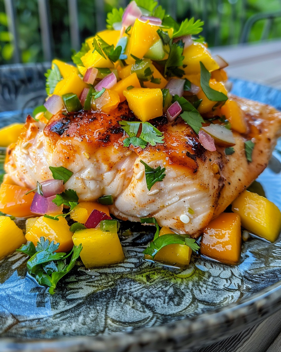 Ingredients for honey lime chicken with mango salsa laid out