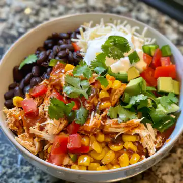 High Protein Chicken Enchilada Bowls taken with iphone 15 pro max --iw 2 --ar 4:5 --v 6.0 --raw
