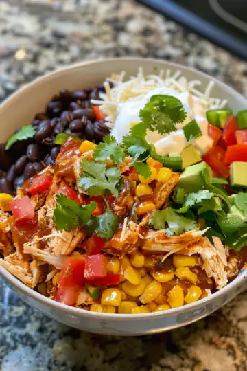High Protein Chicken Enchilada Bowls taken with iphone 15 pro max --iw 2 --ar 4:5 --v 6.0 --raw