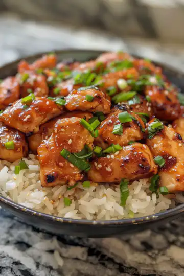 Honey BBQ Chicken Rice taken with iphone 15 pro max --iw 2 --ar 4:5 --v 6.0 --raw