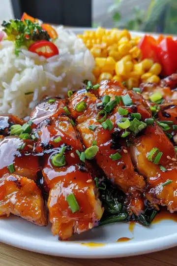 Honey BBQ Chicken Rice taken with iphone 15 pro max --iw 2 --ar 4:5 --v 6.0 --raw
