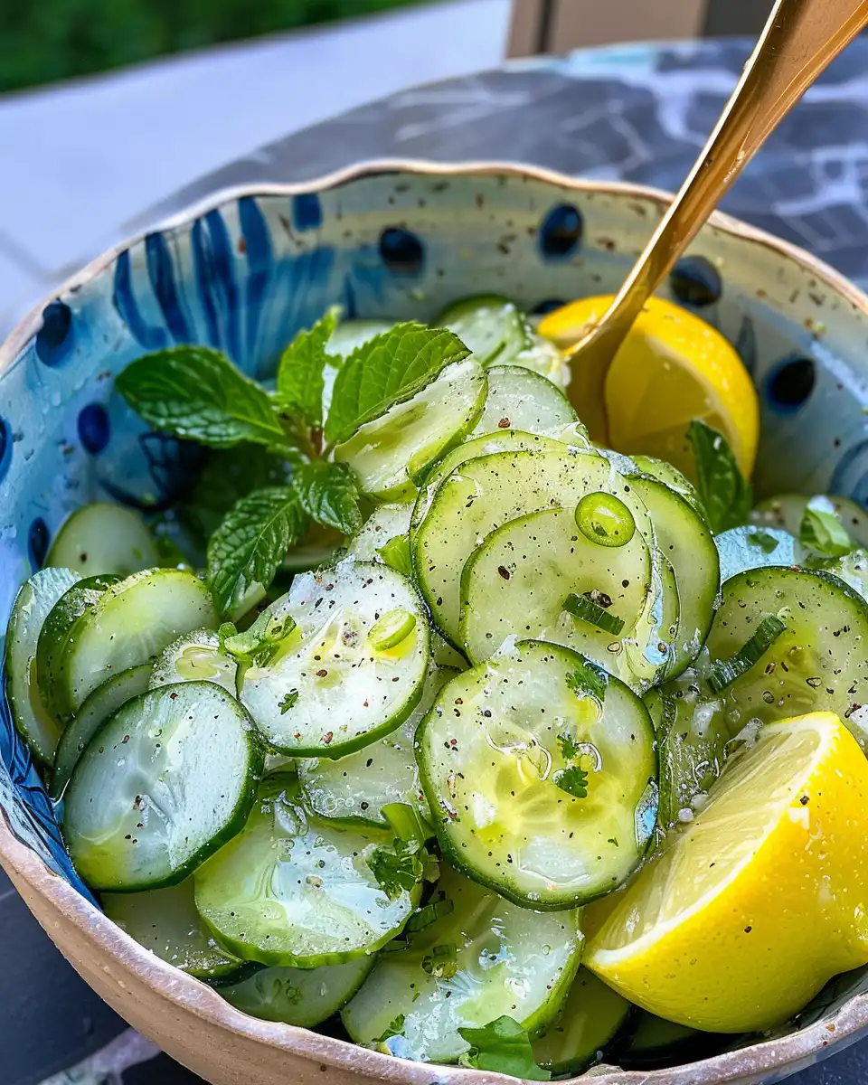 Ingredients for honey-lime cucumber salad including cucumbers, yogurt, honey, lime, and mint
