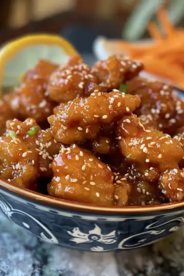 Honey Sesame Chicken taken with iphone 15 pro max --iw 2 --ar 4:5 --v 6.0 --raw