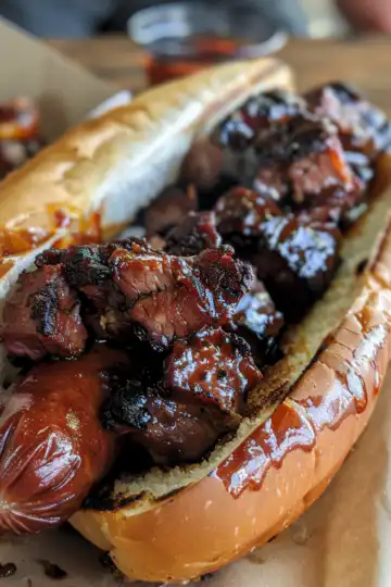 Hot Dog Burnt Ends taken with iphone 15 pro max --iw 2 --ar 4:5 --v 6.0 --raw