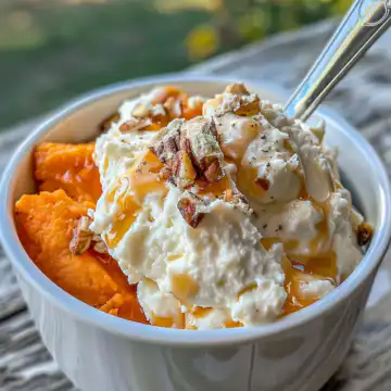 Hot Honey Cottage Cheese Sweet Potato taken with iphone 15 pro max --iw 2 --ar 4:5 --v 6.0 --raw