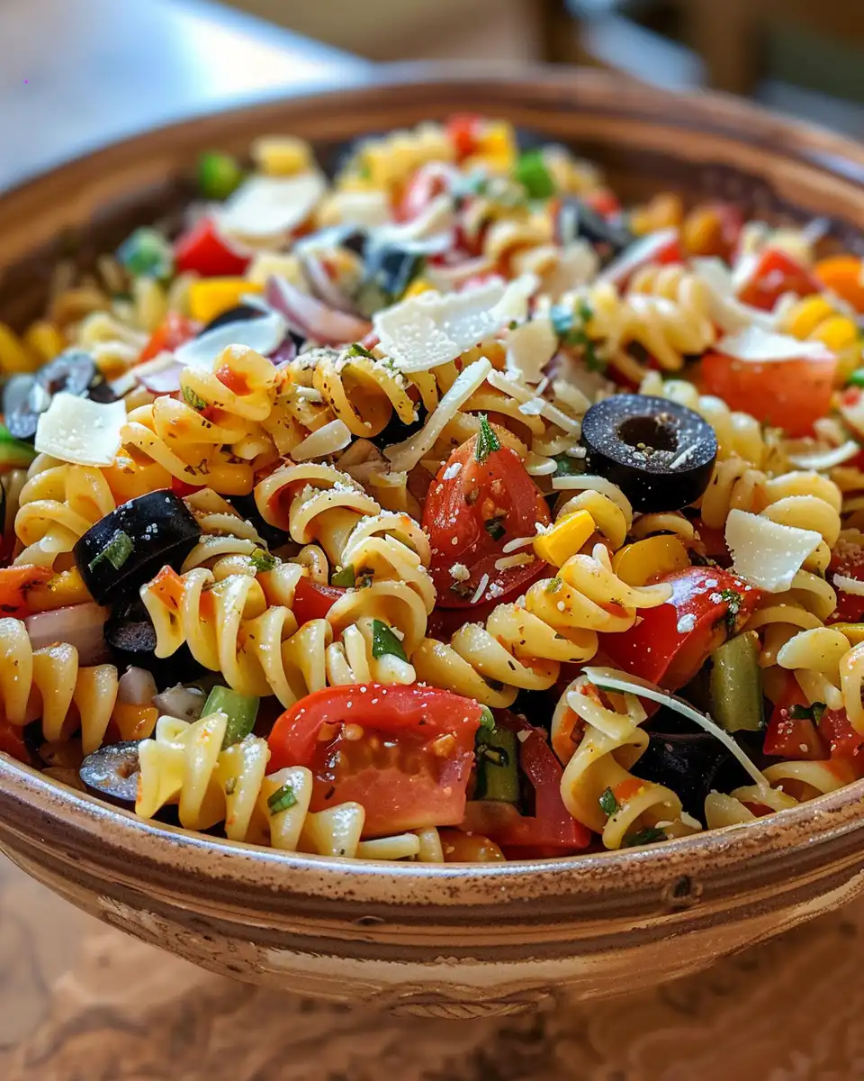 Final Italian grinder pasta salad mixed and ready to serve