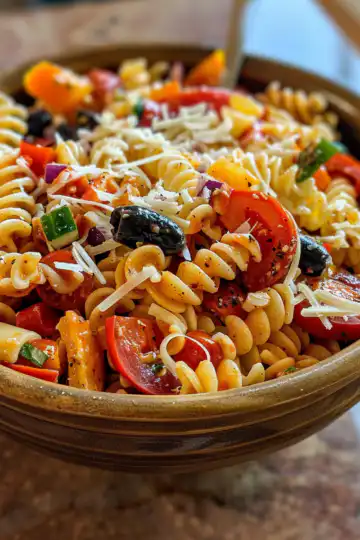 Italian Grinder Pasta Salad taken with iphone 15 pro max --iw 2 --ar 4:5 --v 6.0 --raw