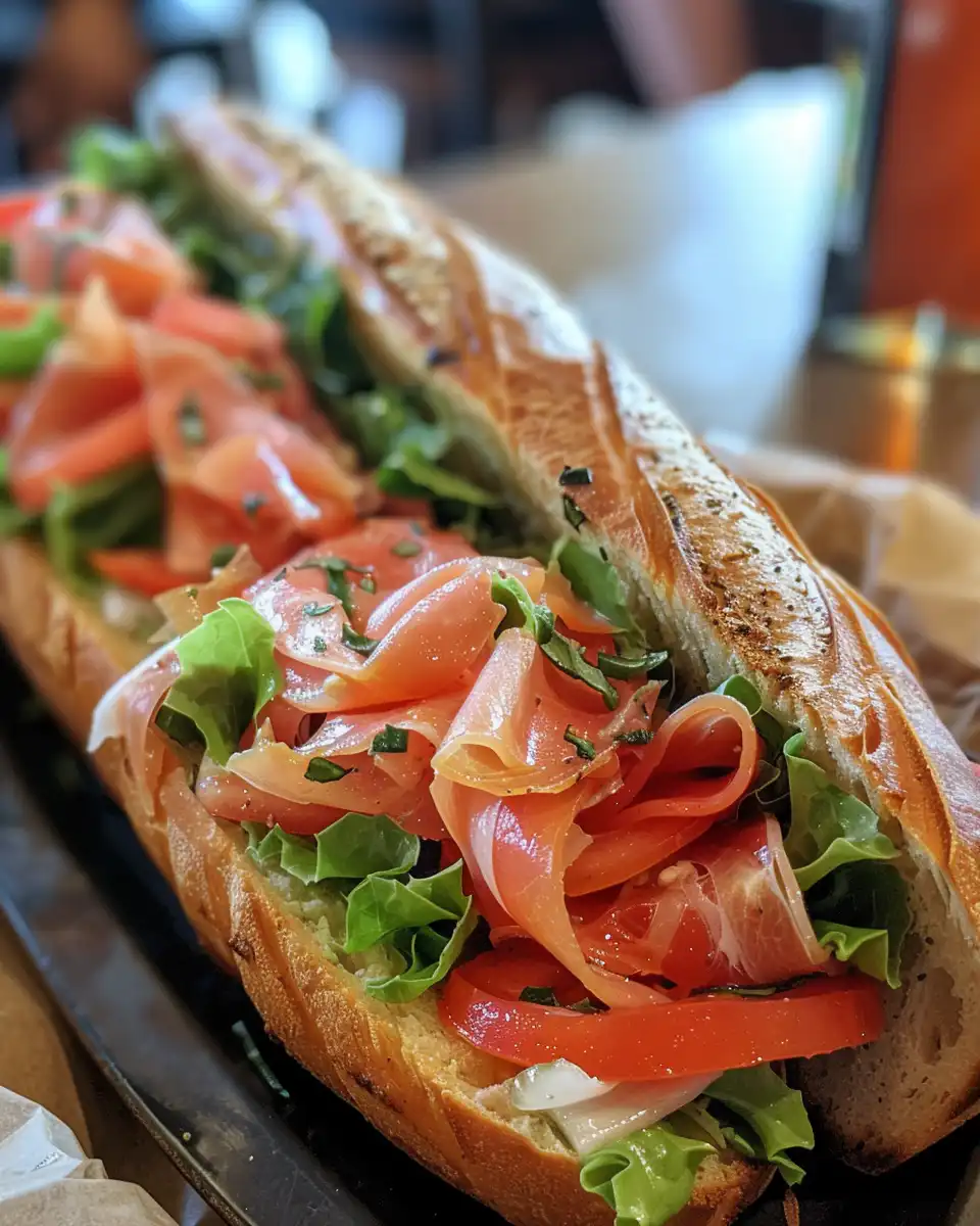 Finished Italian grinder sandwich ready to eat
