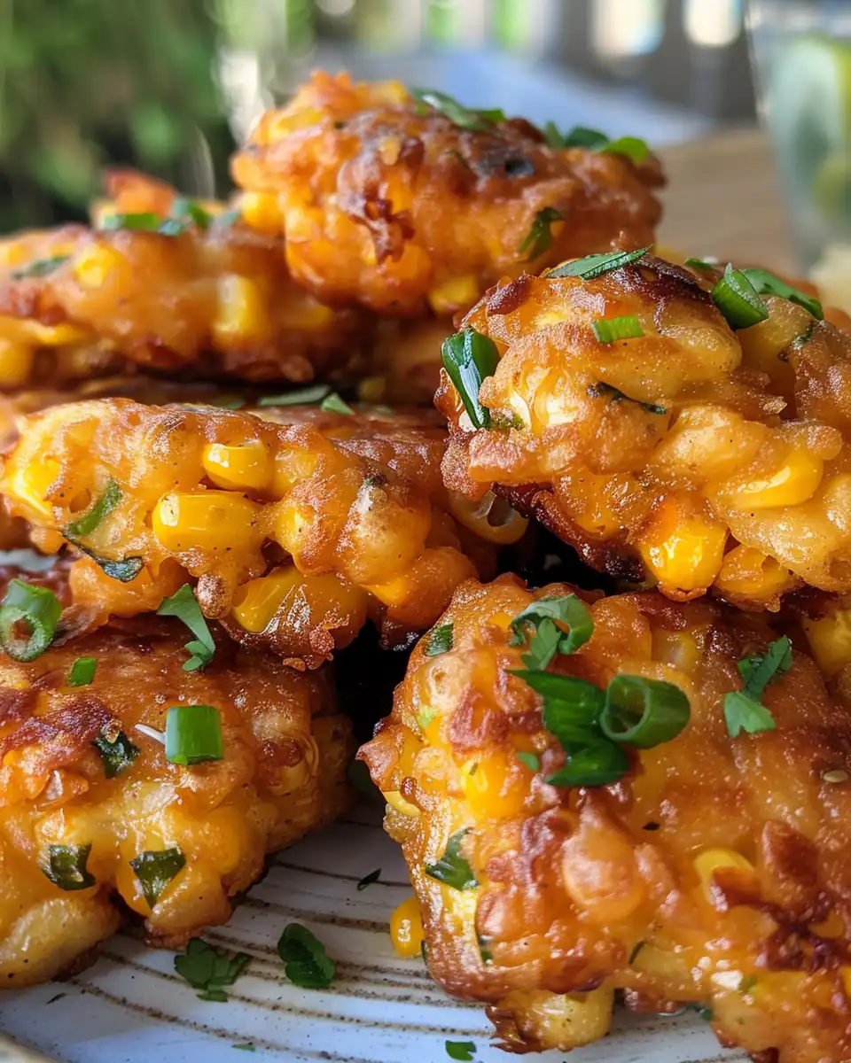 Serving of fresh jalapeno corn fritters with dipping sauce