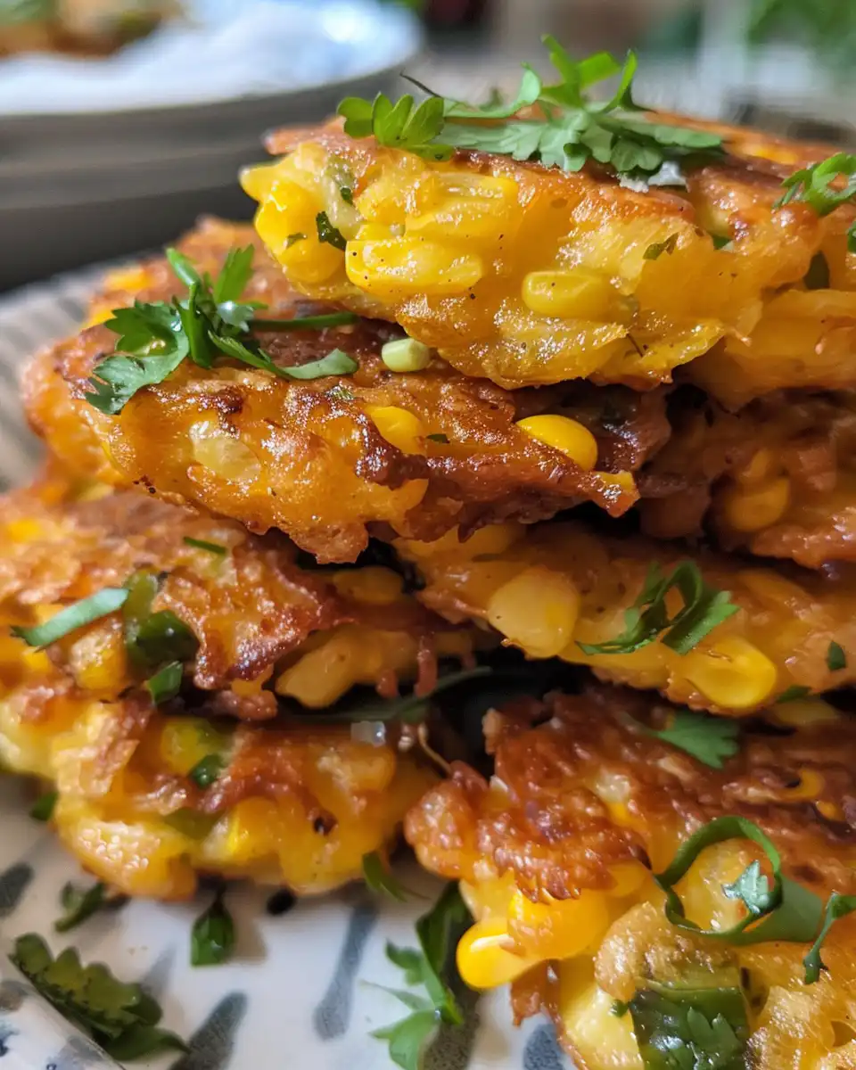 Served jalapeno corn fritters with creamy poblano buttermilk dressing