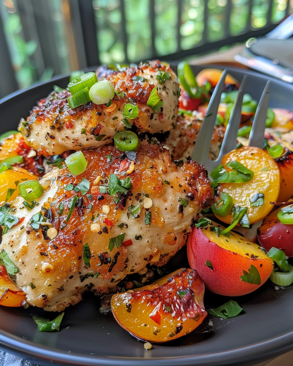 Ingredients including peaches and jalapenos for recipe