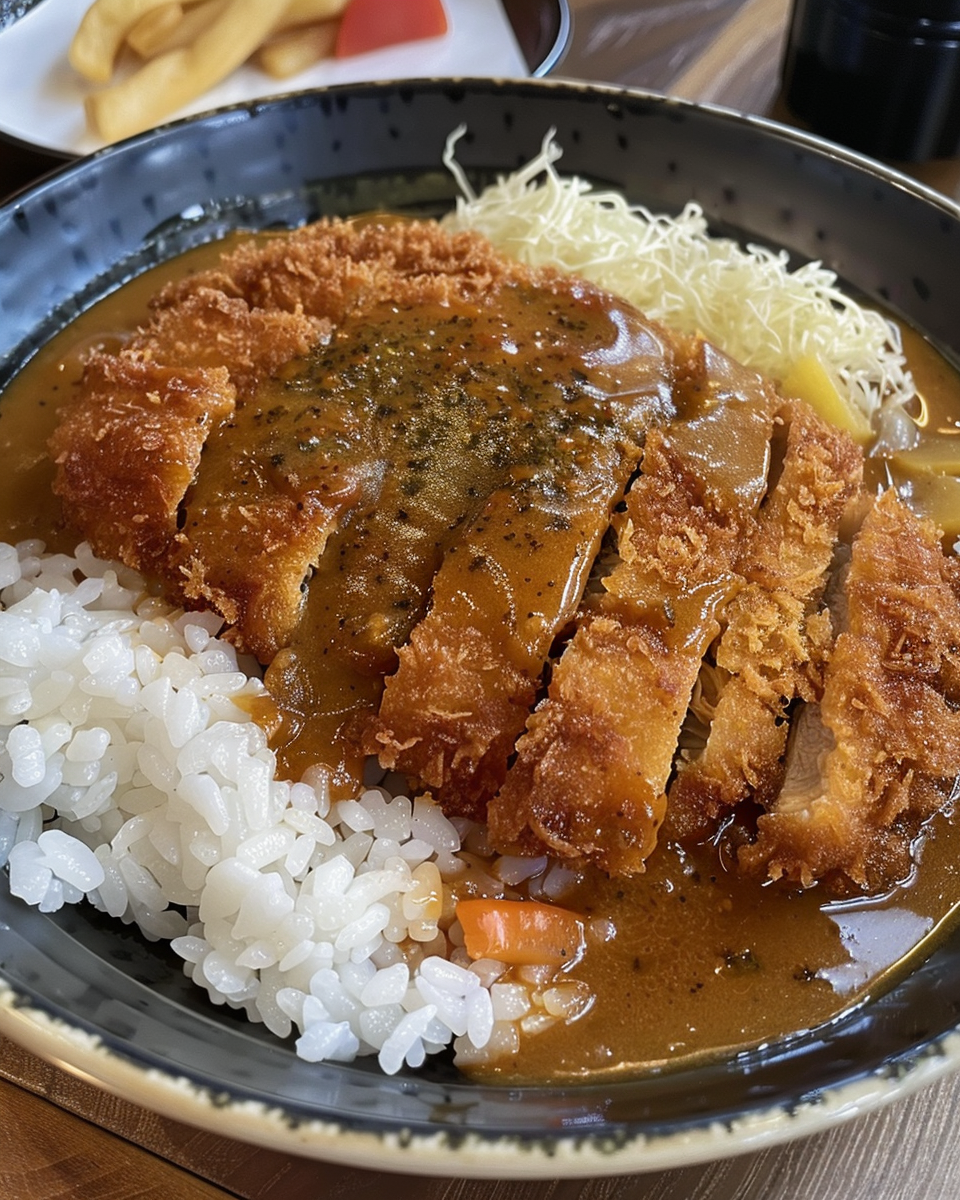 Ingredients for Japanese pork katsu curry with fresh vegetables and spices