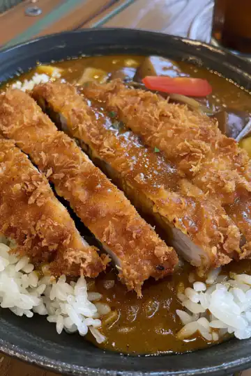 Japanese Pork Katsu Curry taken with iphone 15 pro max --iw 2 --ar 4:5 --v 6.0 --raw