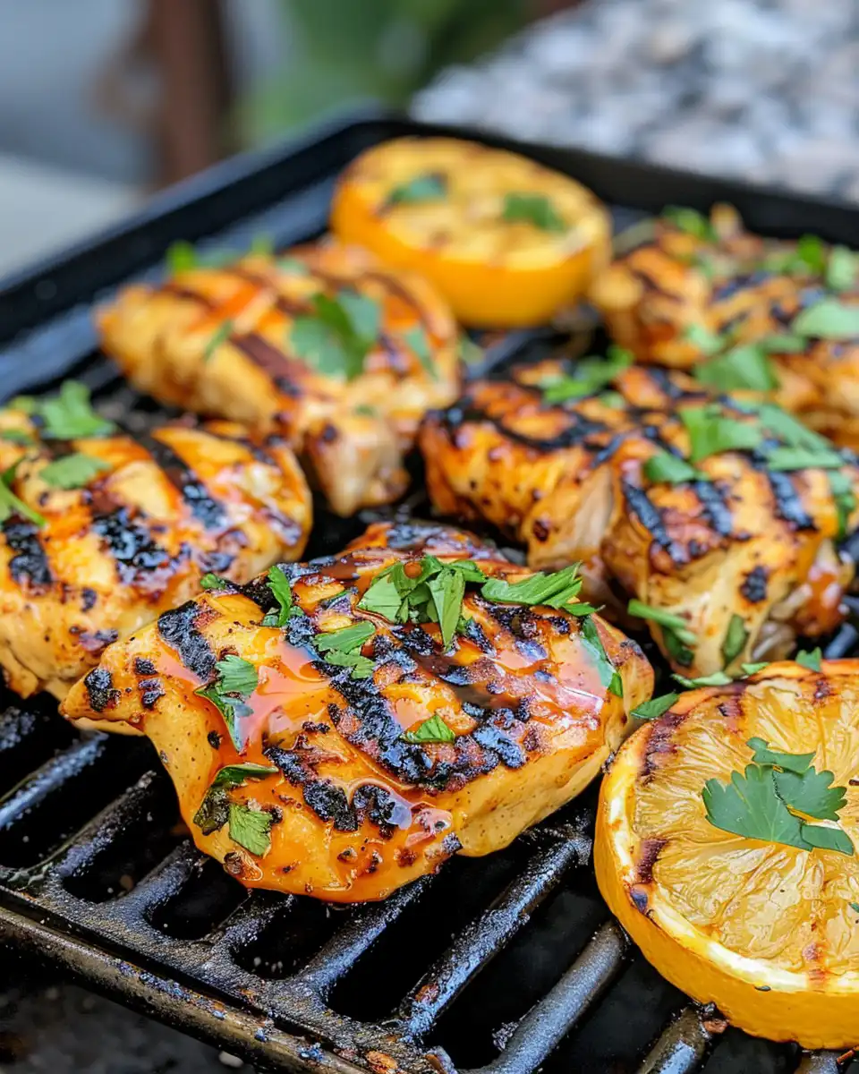 Juicy grilled chicken with tropical citrus marinade in pressure cooker