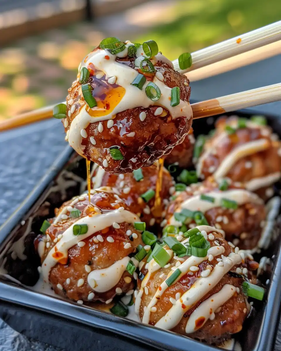 Served Korean BBQ meatballs with spicy mayo dip