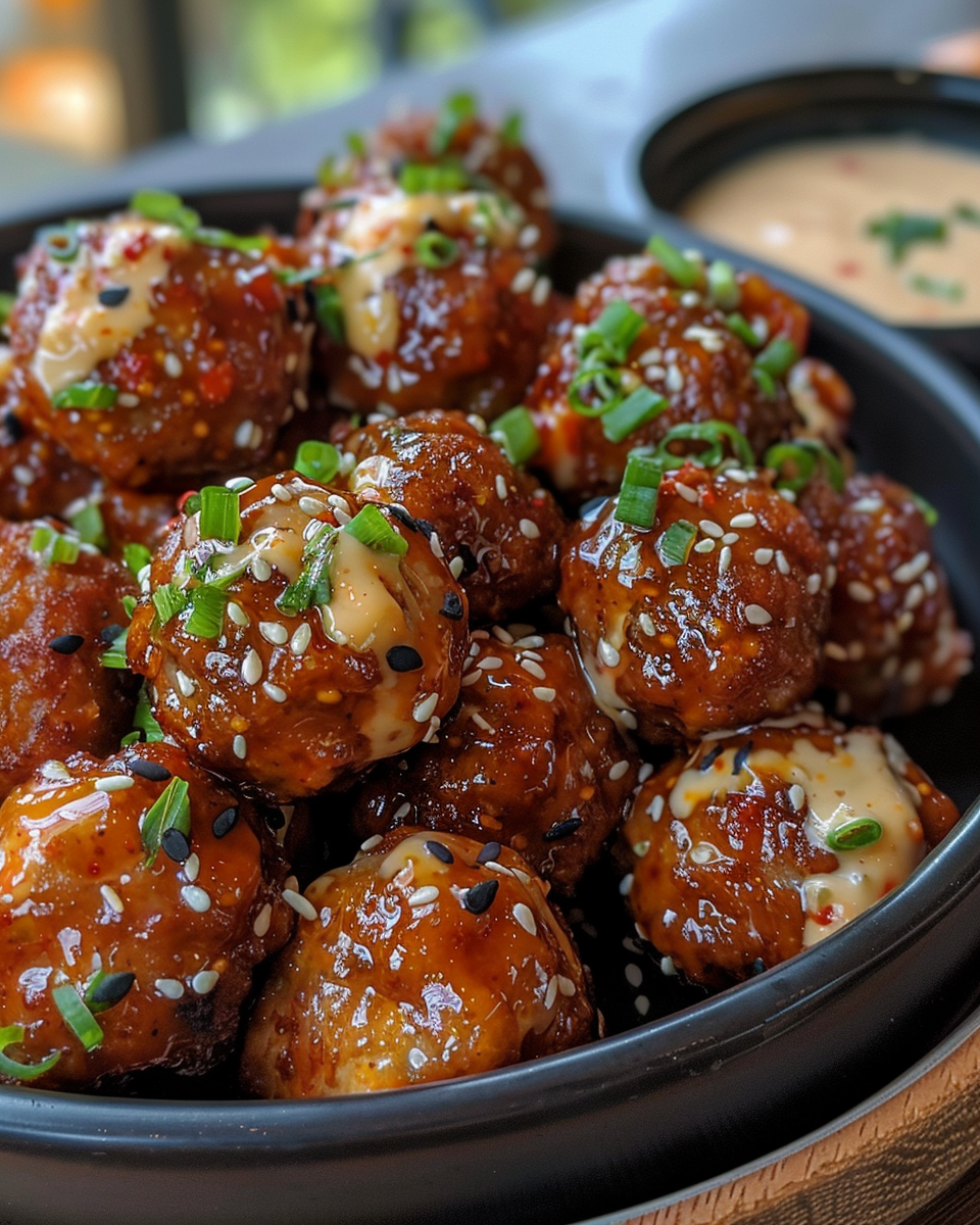 Ingredients for Korean BBQ meatballs with spicy mayo dip laid out