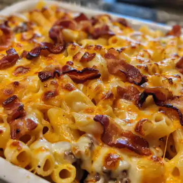 Loaded Bacon Cheeseburger Pasta taken with iphone 15 pro max --iw 2 --ar 4:5 --v 6.0 --raw