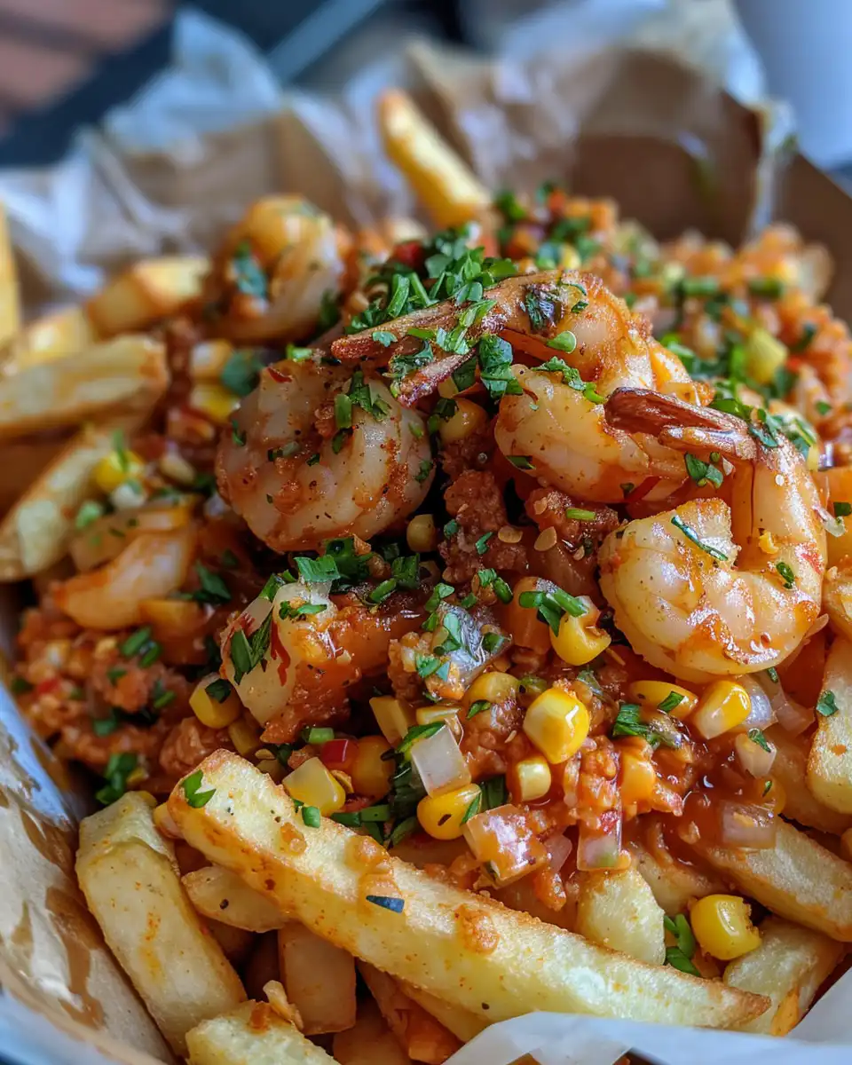 Ingredients for Louisiana voodoo fries including cheese, bacon, and hot sauce