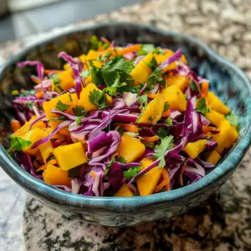 Mango Slaw taken with iphone 15 pro max --iw 2 --ar 4:5 --v 6.0 --raw