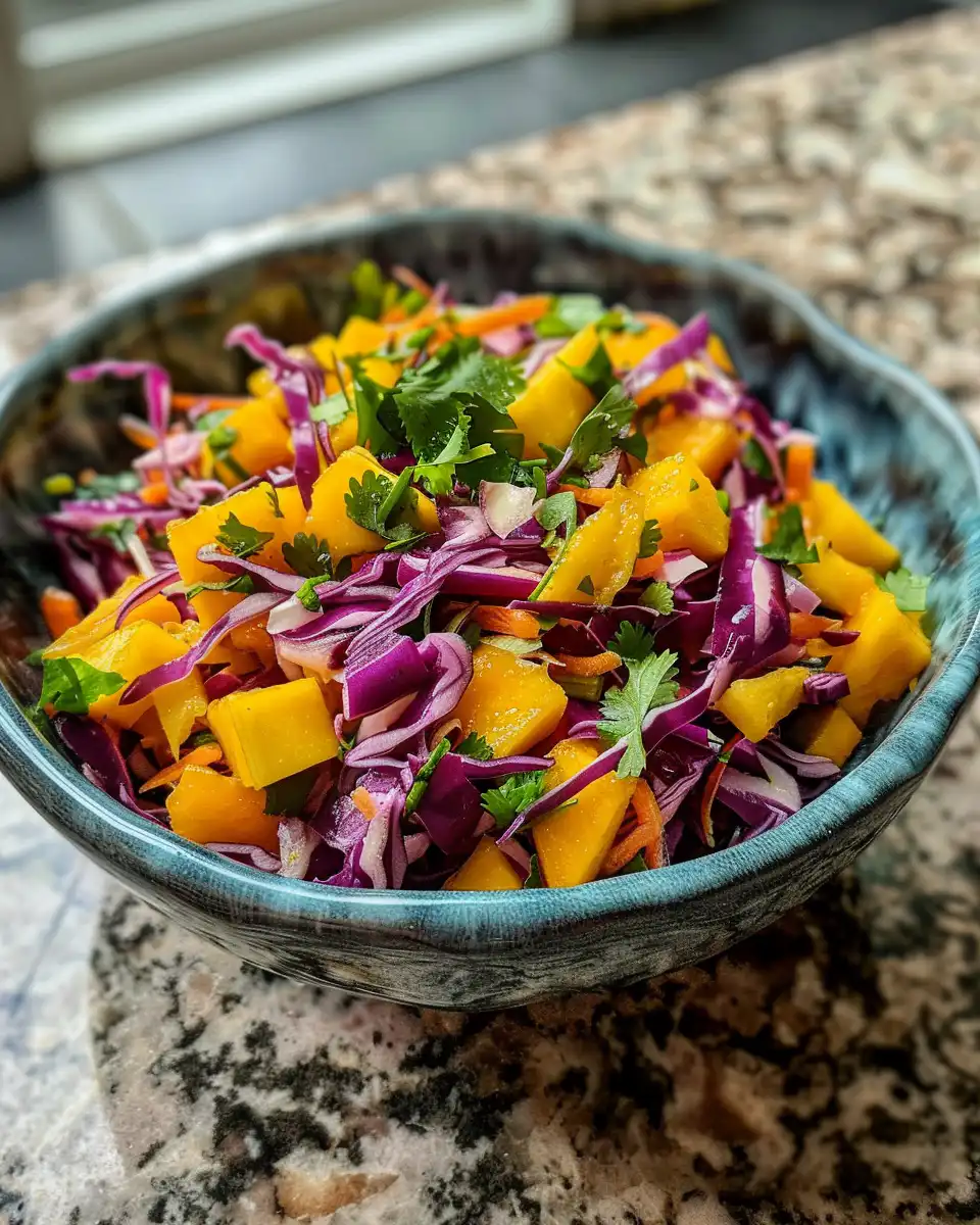 Fresh vibrant mango slaw in a pressure cooker