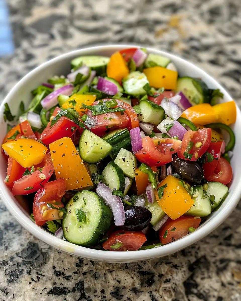 Bright and fresh Mediterranean salad served in bowl
