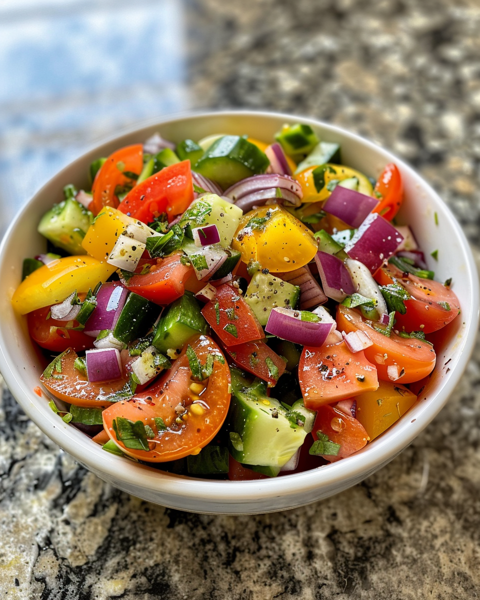 Mediterranean salad in pressure cooker ready to serve