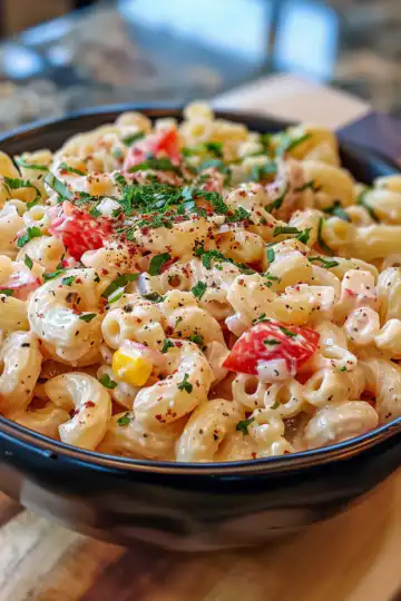 Mexican Macaroni Salad taken with iphone 15 pro max --iw 2 --ar 4:5 --v 6.0 --raw